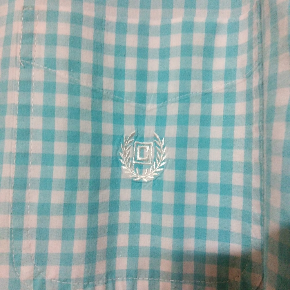 Chaps Pastel Blue Gingham Dress Shirt Sz XL/TG - Picture 5 of 5